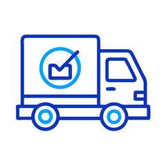 Completed Delivery Truck Icon on Black Background Vector