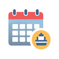 Shipping Schedule Icon with Calendar and Cargo Ship