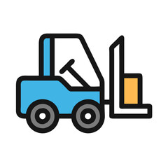 Illustration of a blue forklift on black background