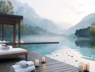 An open-air luxury spa resort surrounded by sky