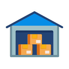 Warehouse with boxes vector illustration for business solutions