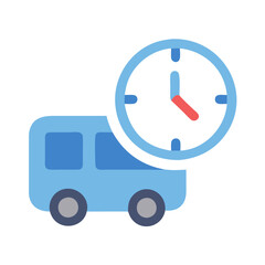 Scheduled Transportation Icon: Car with Clock on Black