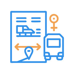 Transportation Options: Train, Route Map, and Bus Icon