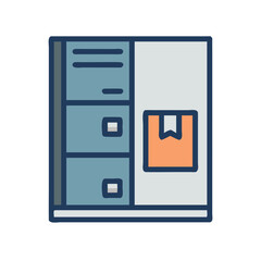 Blue Lockers Icon, Storage and Organization Concept