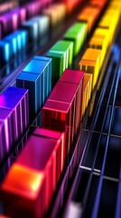 Obraz premium Colorful bar graph with geometric design reflecting business growth