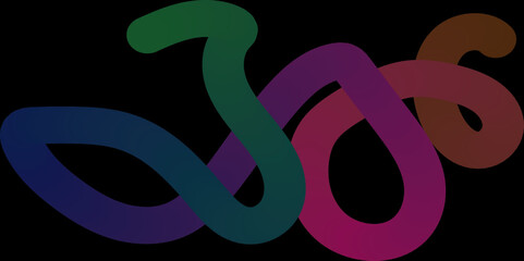Obraz premium Abstract Rainbow Curves Vibrant Colorful Creative Design. Beautiful neon inscription love in purple and blue on a black background. Abstract colorful numbers and symbols