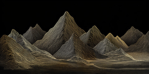 Abstract mountain range with gold lines