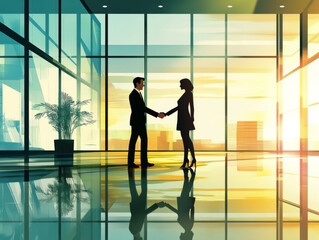 Corporate handshake between two businesspeople