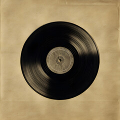 Obraz premium Vintage Vinyl Record on Aged Paper Background: A Nostalgic Music Memorabilia