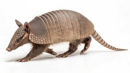 Obraz premium northern naked tailed armadillo isolated on white background