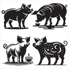 Pig silhouette vector
