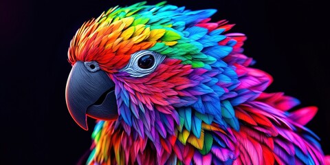 Fototapeta premium stochastic parrot - colorful red macaw with a technology style