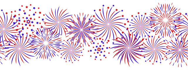 Fireworks seamless border - festive decor for festival and celebration design
