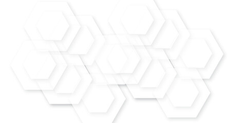 White Hexagonal Background. Luxury White Pattern. 3D Futuristic abstract honeycomb mosaic white background. geometric mesh cell texture.  Hexagons pattern. Geometric abstract background with simple he