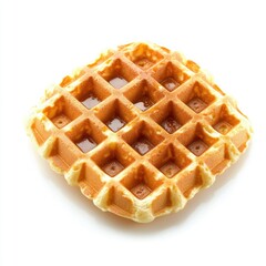 A single square waffle with syrup filling the grid pattern on a white background isolated shot