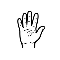 Obraz premium Hand gesture illustration showing open palm in minimalist style 