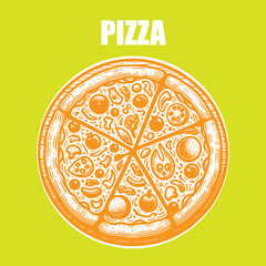 Pizza and ingredients illustration