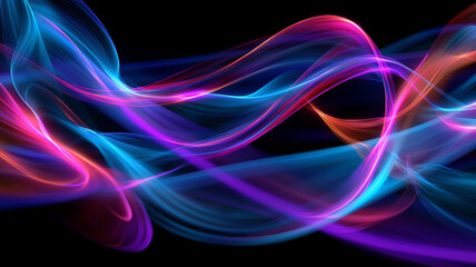 Naklejka premium Vibrant Neon Fractal Design in Blue, Red, and Purple