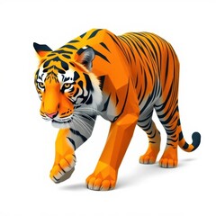 Obraz premium A strikingly stylized tiger strides forward, embodying power and grace with its geometric design.