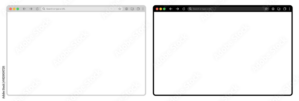 Aufkleber browser window website mockup template with png frames for pc, laptop, tablet, and mobile, in light 