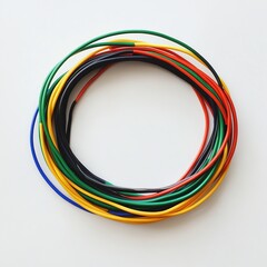 Colorful wires circle with white background. (2)