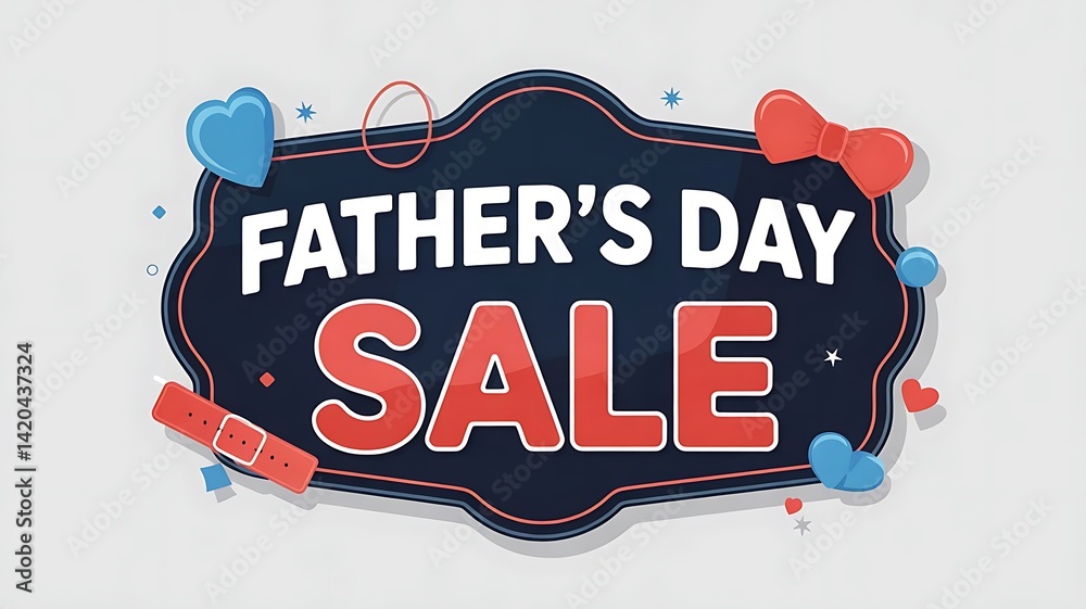 Fototapete simple father's day card design with a large heart hanging from string, brown decor, sale banner, an