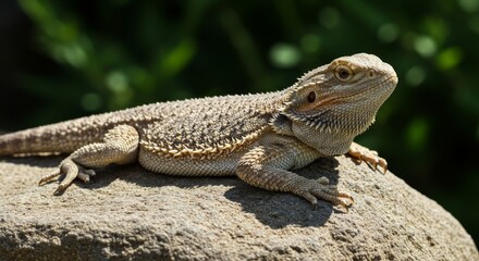 Obraz premium Captivating close-up of a Bearded Dragon basking under the radiant sunlight