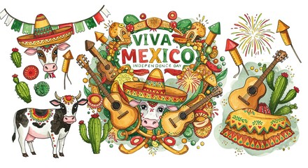 Mexican Fiesta Celebration with Colorful Elements for Cinco de Mayo  