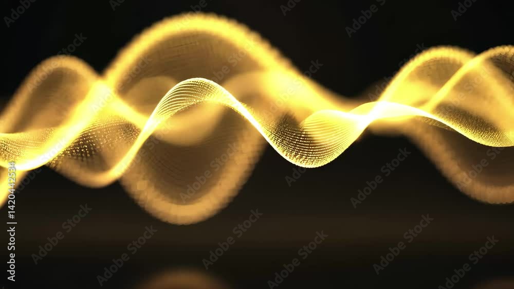 Poster Seamless gold waveform creates a mesmerizing visual effect with undulating patterns, 3D waveform Solid gold seamless
