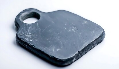 Sleek Black Slate Cutting Board on White Background for Culinary Use