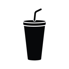 soda cup stencil icon silhouette vector illustration