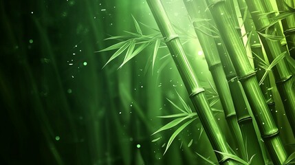Fototapeta premium Lush Bamboo Forest Canopy with Light Streaks and Delicate Leaves