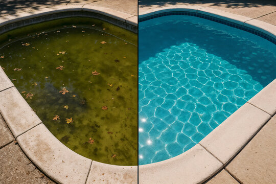 Pool cleaning before and after