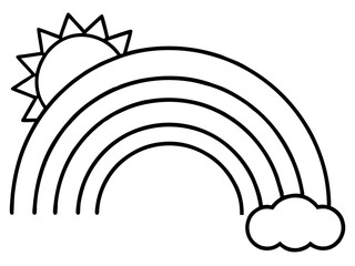Hand draw vector rainbow and sun line art