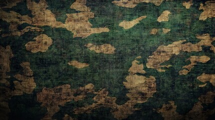 Distressed camo pattern with vintage canvas texture seamless design