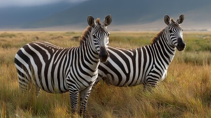 Grazing Zebras at Sunset in a Golden Savannah