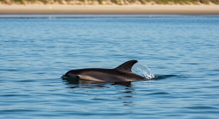 Obraz premium Pacific white sided dolphin swimming in turquoise ocean waters