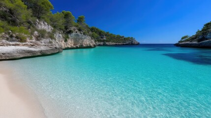 Fototapeta premium Pristine beach cove with turquoise water
