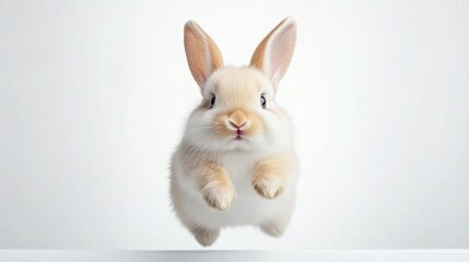 Obraz premium Cute baby bunny in mid-air
