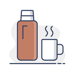 Thermos bottle vector isolated icon. Camping sign