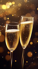 Two Elegant Champagne Glasses Clinking Together