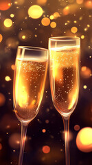 Two Elegant Champagne Glasses Clinking Together
