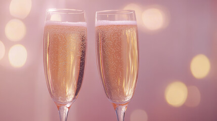 Two Elegant Champagne Glasses Clinking Together