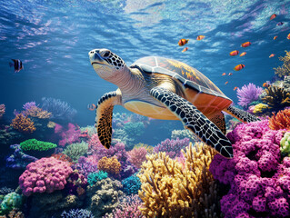 Underwater Coral Reef with Diverse Marine Life