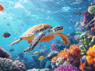 Underwater Coral Reef with Diverse Marine Life