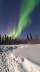 Vertical View of the Northern Lights Dancing