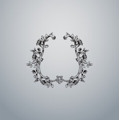 vintage frame with floral ornament, wedding wreath 
