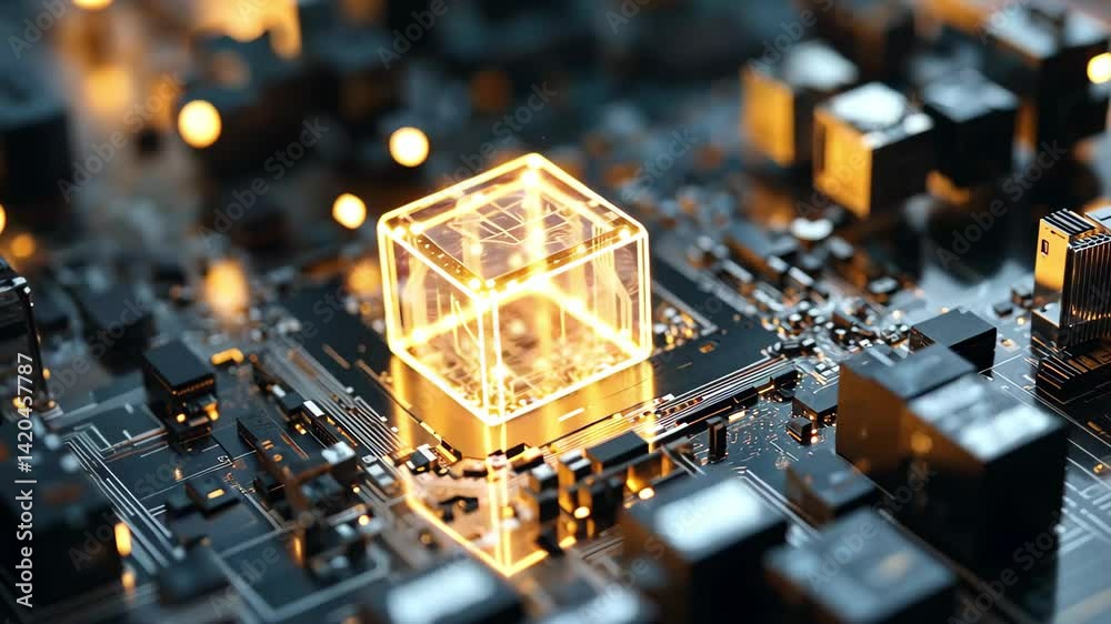 Poster cybernetic brain developed from ai cpu micro chip for advanced processing, ai cpu micro chip creates