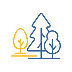 Deciduous and conifer forest vector icon