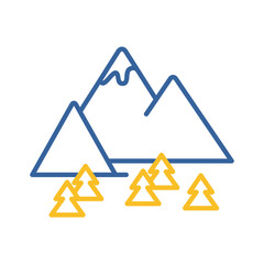 Pine tree at the foot of the mountain vector icon